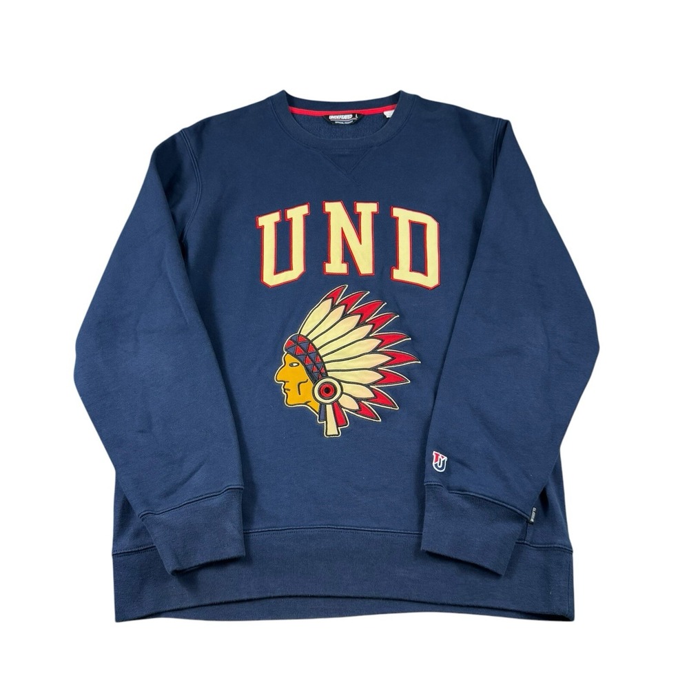 Undefeated Mens Indian Head Embroidered Sweatshirt Navy Blue Large Pullover